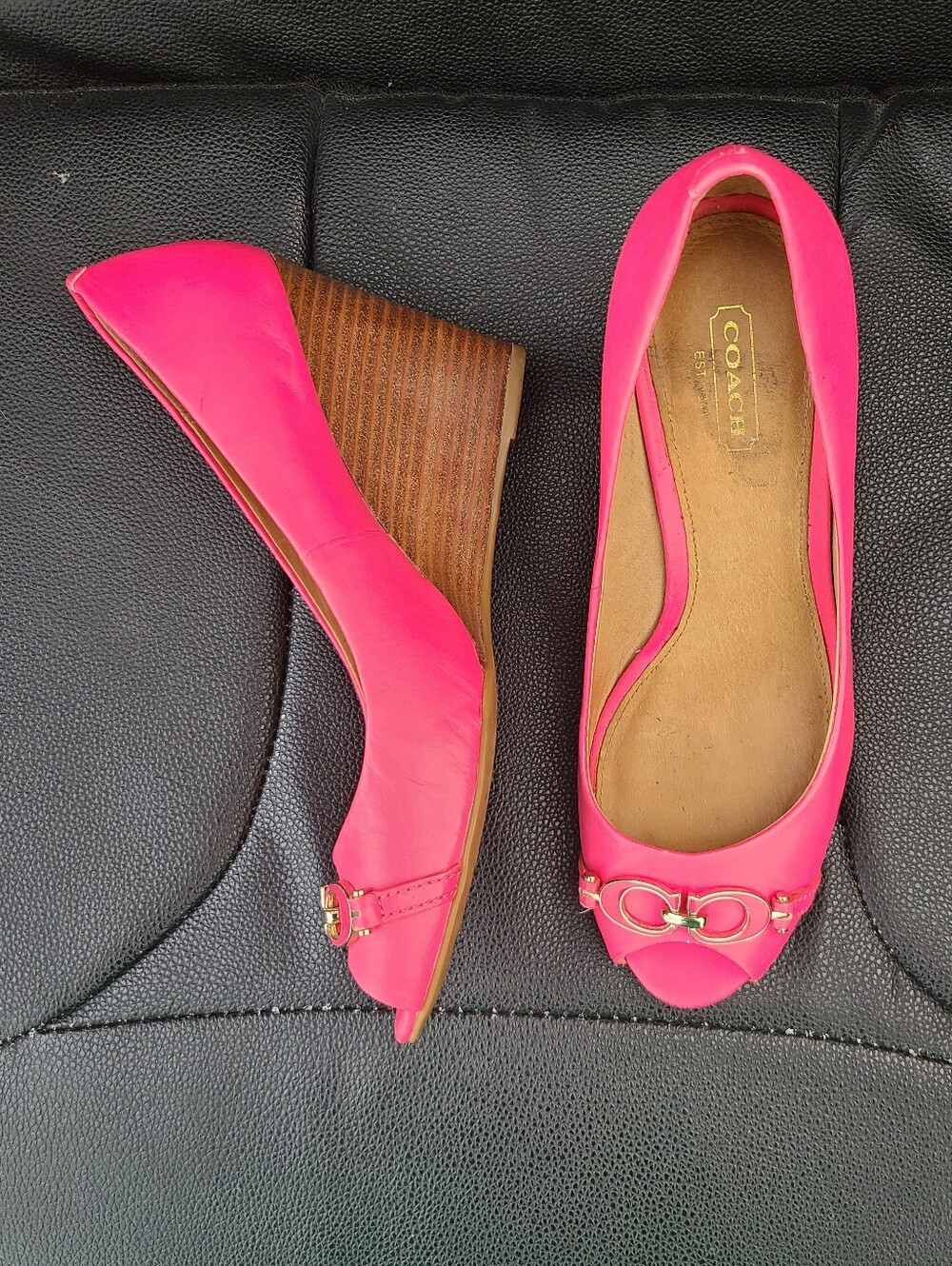 Coach Pink Wedge Shoes - Picture 2 of 6